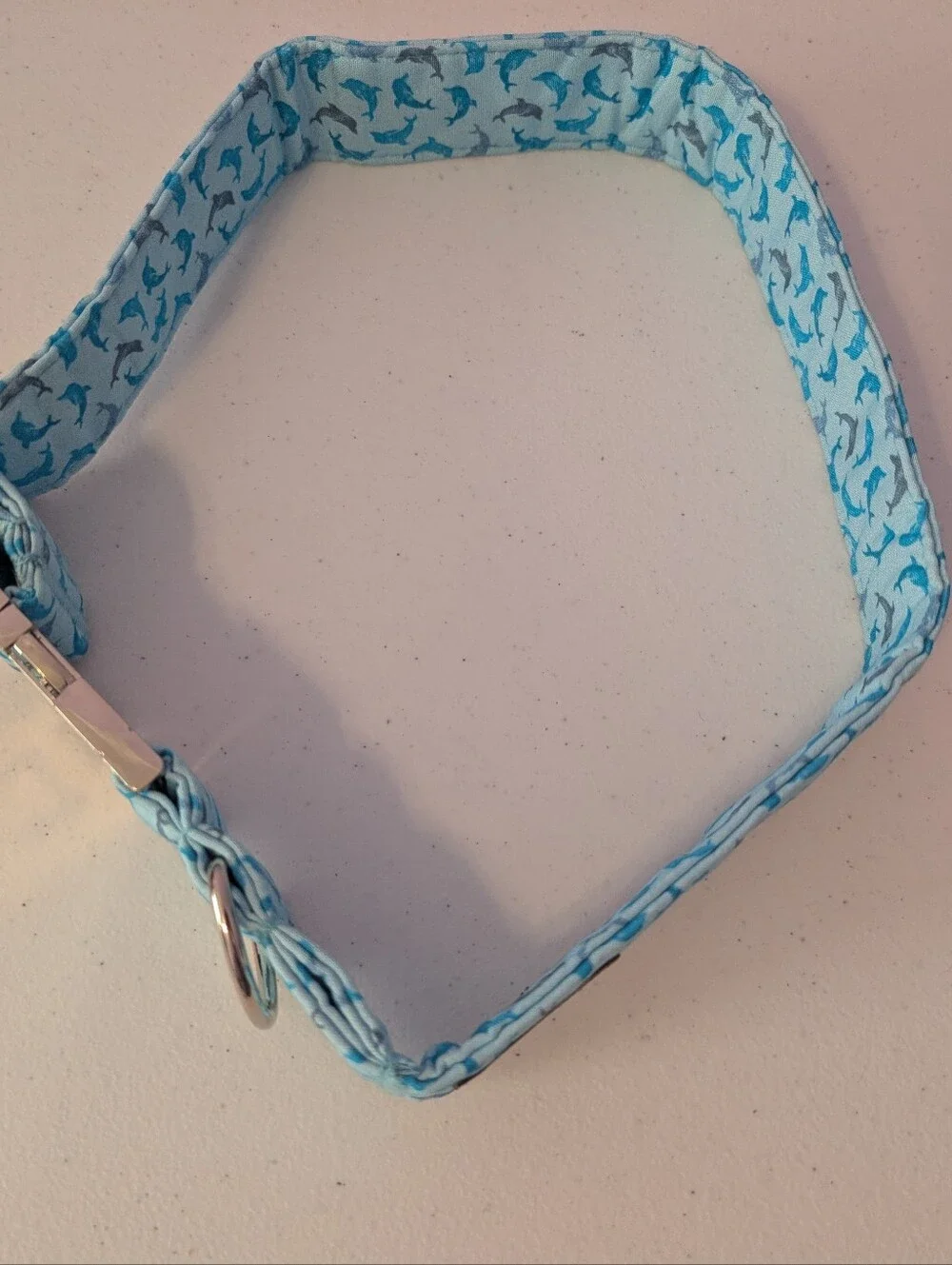Mr. Chubbyface Spring Summer Dog Collar Dolphin Blue XL Dog Collar Cloth